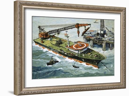 The Galatea, Fitted with a Heavy Lifting Crane-John S. Smith-Framed Giclee Print