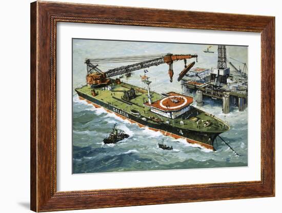 The Galatea, Fitted with a Heavy Lifting Crane-John S. Smith-Framed Giclee Print