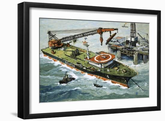 The Galatea, Fitted with a Heavy Lifting Crane-John S. Smith-Framed Giclee Print