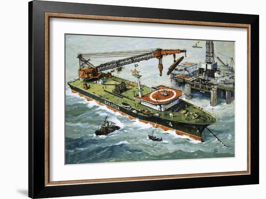 The Galatea, Fitted with a Heavy Lifting Crane-John S. Smith-Framed Giclee Print