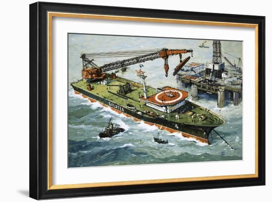 The Galatea, Fitted with a Heavy Lifting Crane-John S. Smith-Framed Giclee Print