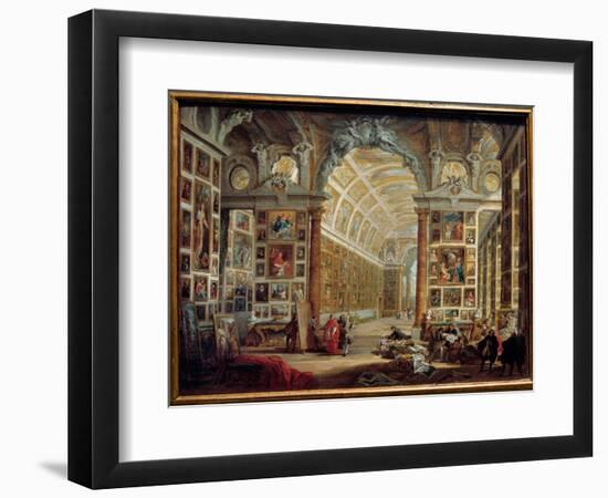 The Gallery of Silvio Valenti Gonzaga (Or Gonzague) (1690-1756), Cardinal of Clement XII Painting B-Giovanni Paolo Pannini or Panini-Framed Giclee Print