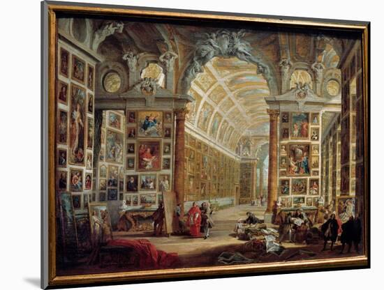 The Gallery of Silvio Valenti Gonzaga (Or Gonzague) (1690-1756), Cardinal of Clement XII Painting B-Giovanni Paolo Pannini or Panini-Mounted Giclee Print