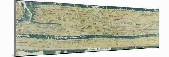 The Gallo-Roman Segment of the Peutinger Table, Facsimile of the 3rd Century Original-null-Mounted Giclee Print