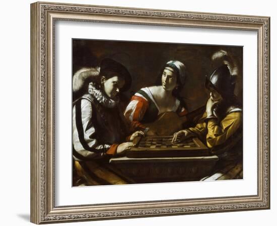 The Game of Draughts, 1630s-Mattia Preti-Framed Giclee Print