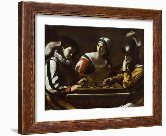 The Game of Draughts, 1630s-Mattia Preti-Framed Giclee Print