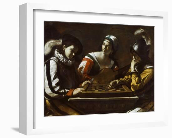 The Game of Draughts, 1630s-Mattia Preti-Framed Giclee Print