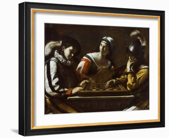 The Game of Draughts, 1630s-Mattia Preti-Framed Giclee Print