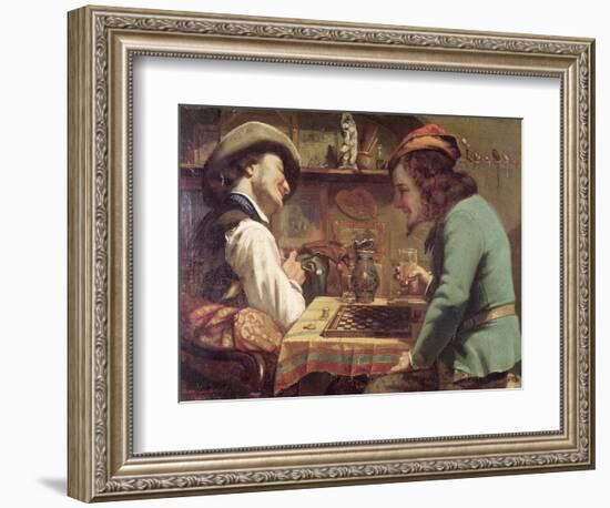 The Game of Draughts, 1844-Gustave Courbet-Framed Giclee Print