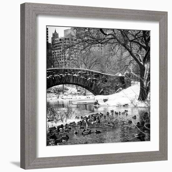 The Gapstow Bridge of Central Park in Winter, Manhattan in New York City-Philippe Hugonnard-Framed Photographic Print