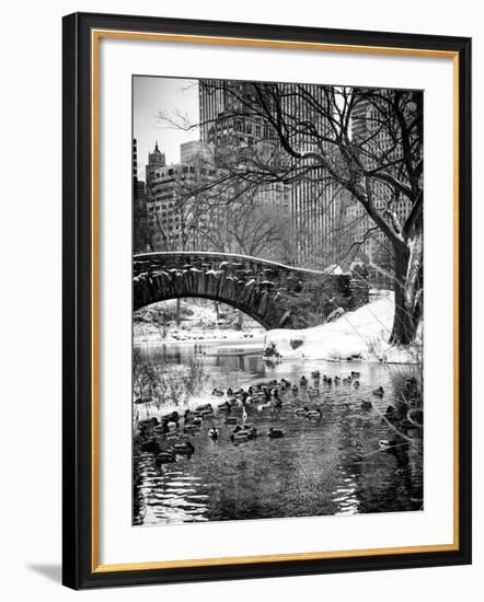 The Gapstow Bridge of Central Park in Winter, Manhattan in New York City-Philippe Hugonnard-Framed Photographic Print