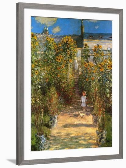 The Garden at Vetheuil-Claude Monet-Framed Art Print