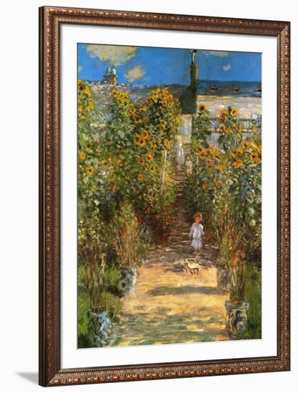 The Garden at Vetheuil-Claude Monet-Framed Art Print