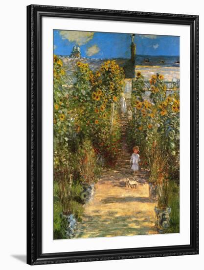 The Garden at Vetheuil-Claude Monet-Framed Art Print