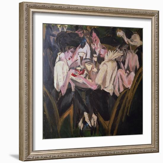 The Garden Cafe, 1914 (Oil on Canvas)-Ernst Ludwig Kirchner-Framed Giclee Print