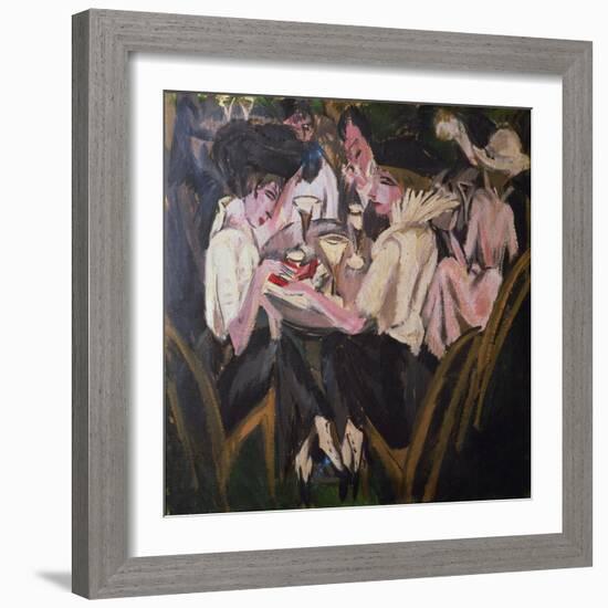 The Garden Cafe, 1914 (Oil on Canvas)-Ernst Ludwig Kirchner-Framed Giclee Print