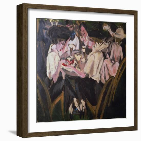 The Garden Cafe, 1914 (Oil on Canvas)-Ernst Ludwig Kirchner-Framed Giclee Print