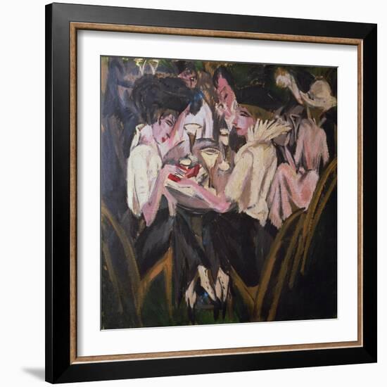 The Garden Cafe, 1914 (Oil on Canvas)-Ernst Ludwig Kirchner-Framed Giclee Print