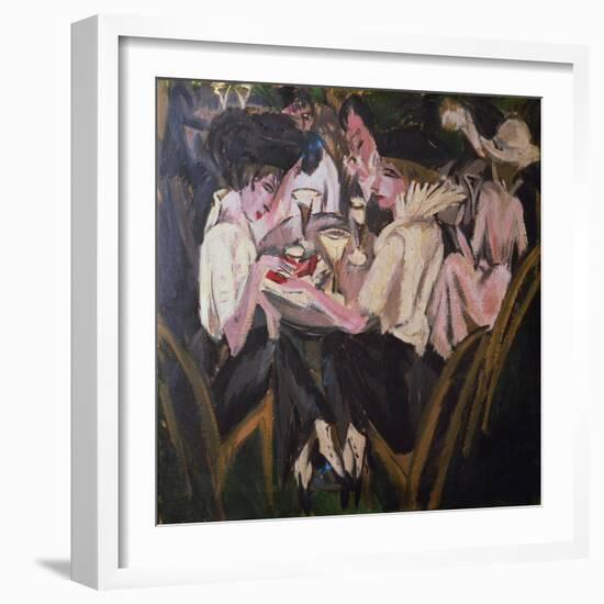 The Garden Cafe, 1914 (Oil on Canvas)-Ernst Ludwig Kirchner-Framed Giclee Print