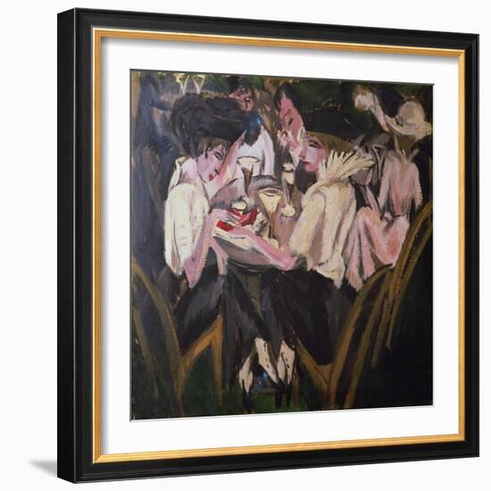 The Garden Cafe, 1914 (Oil on Canvas)-Ernst Ludwig Kirchner-Framed Giclee Print