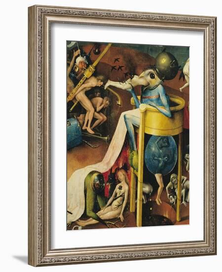 The Garden of Earthly Delights: Right Wing of Triptych, Detail of Blue Bird-Man on a Stool, c. 1500-Hieronymus Bosch-Framed Giclee Print