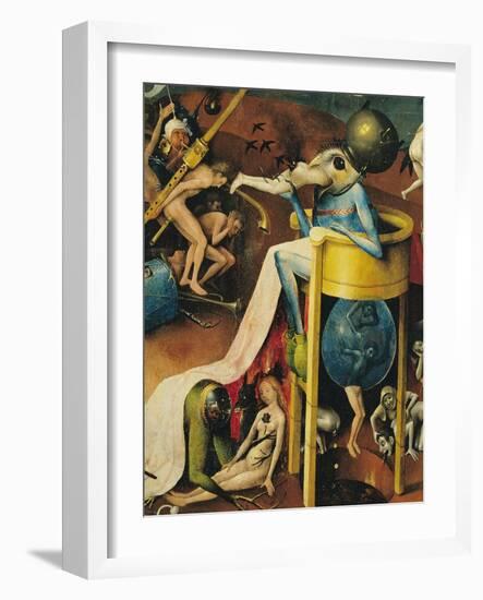 The Garden of Earthly Delights: Right Wing of Triptych, Detail of Blue Bird-Man on a Stool, c. 1500-Hieronymus Bosch-Framed Giclee Print