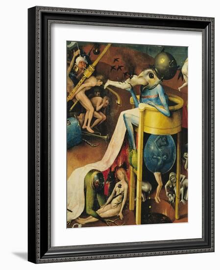 The Garden of Earthly Delights: Right Wing of Triptych, Detail of Blue Bird-Man on a Stool, c. 1500-Hieronymus Bosch-Framed Giclee Print