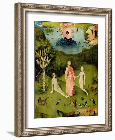 The Garden of Earthly Delights: The Garden of Eden, Left Wing of Triptych, c.1500-Hieronymus Bosch-Framed Giclee Print