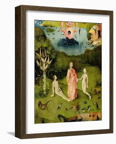 The Garden of Earthly Delights: The Garden of Eden, Left Wing of Triptych, c.1500-Hieronymus Bosch-Framed Giclee Print