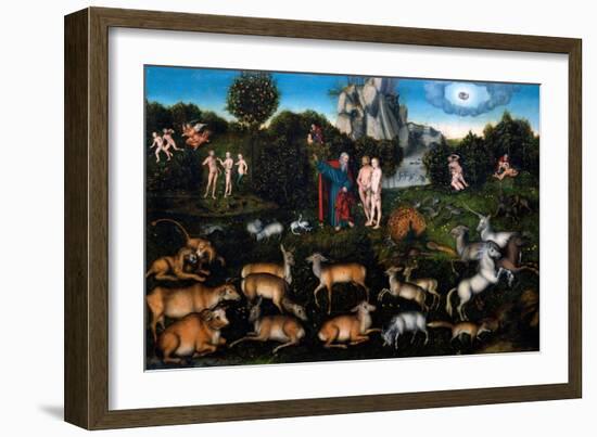 The Garden of Eden, 1530-Lucas Cranach the Elder-Framed Giclee Print