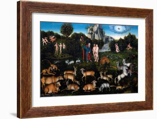 The Garden of Eden, 1530-Lucas Cranach the Elder-Framed Giclee Print