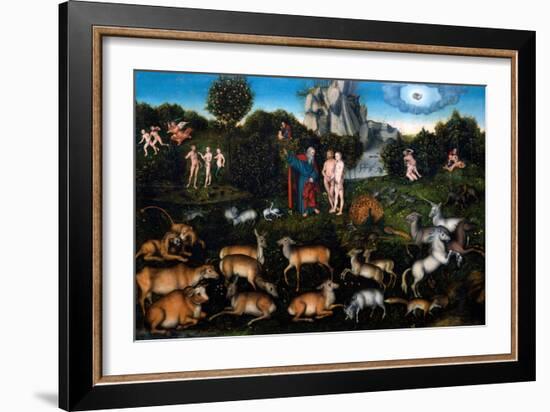The Garden of Eden, 1530-Lucas Cranach the Elder-Framed Giclee Print