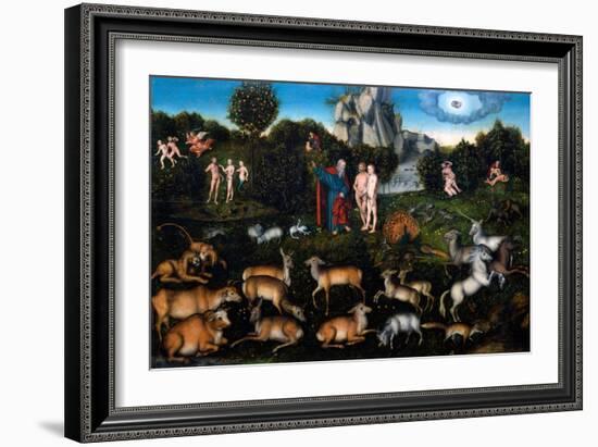 The Garden of Eden, 1530-Lucas Cranach the Elder-Framed Giclee Print