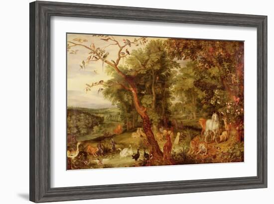 The Garden of Eden, in the Background the Temptation-Jan Brueghel the Elder-Framed Giclee Print