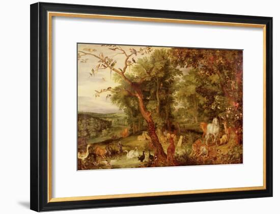 The Garden of Eden, in the Background the Temptation-Jan Brueghel the Elder-Framed Giclee Print