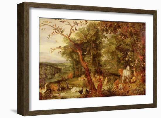 The Garden of Eden, in the Background the Temptation-Jan Brueghel the Elder-Framed Giclee Print