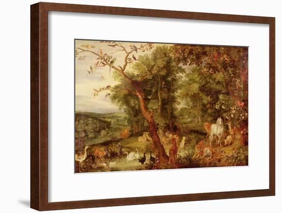 The Garden of Eden, in the Background the Temptation-Jan Brueghel the Elder-Framed Giclee Print