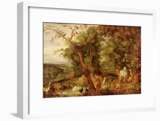 The Garden of Eden, in the Background the Temptation-Jan Brueghel the Elder-Framed Giclee Print