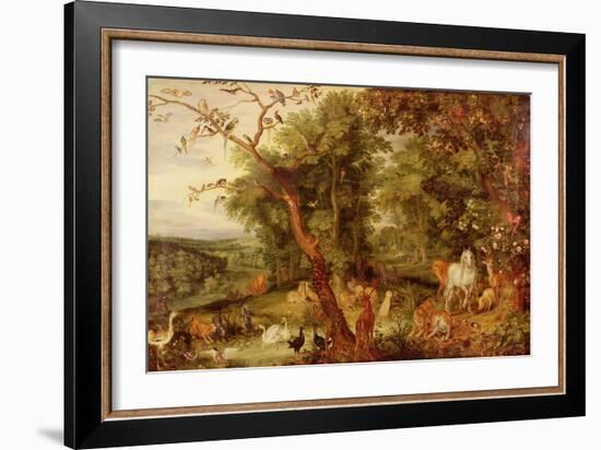 The Garden of Eden, in the Background the Temptation-Jan Brueghel the Elder-Framed Giclee Print