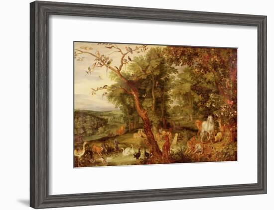 The Garden of Eden, in the Background the Temptation-Jan Brueghel the Elder-Framed Giclee Print