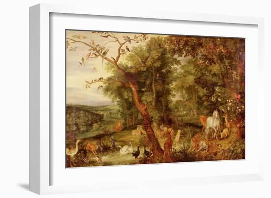 The Garden of Eden, in the Background the Temptation-Jan Brueghel the Elder-Framed Giclee Print