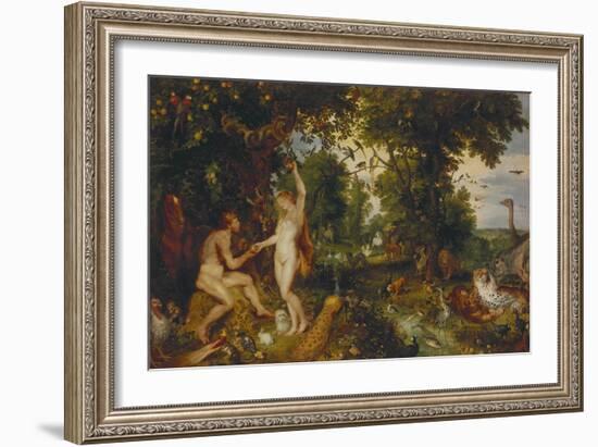 The Garden of Eden with the Fall of Man, about 1616-Peter Paul Rubens-Framed Giclee Print