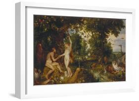 The Garden of Eden with the Fall of Man, about 1616-Peter Paul Rubens-Framed Giclee Print