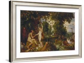The Garden of Eden with the Fall of Man, about 1616-Peter Paul Rubens-Framed Giclee Print