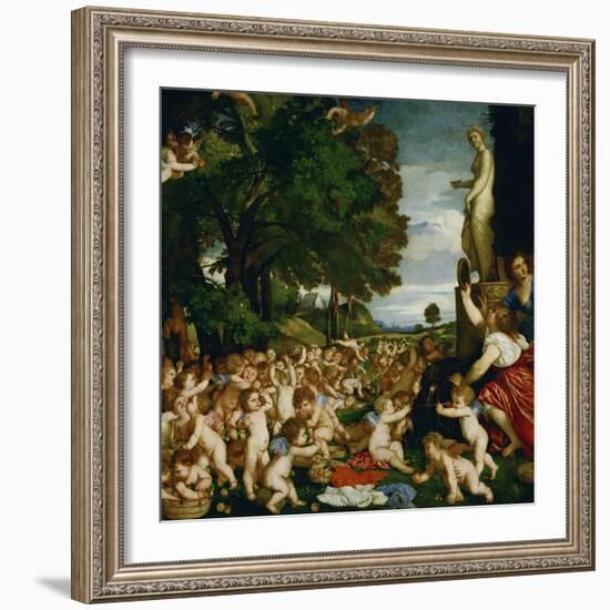 The Garden of Loves, a Theme by Philostrates, Painted Around 1518-Titian (Tiziano Vecelli)-Framed Giclee Print