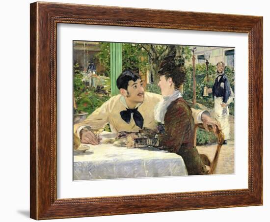 The Garden of Pere Lathuille, 1879-Edouard Manet-Framed Giclee Print