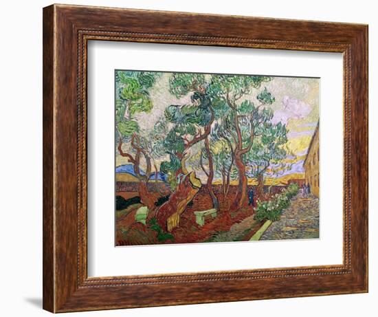 The Garden of St. Paul's Hospital at St. Remy, 1889-Vincent van Gogh-Framed Premium Giclee Print