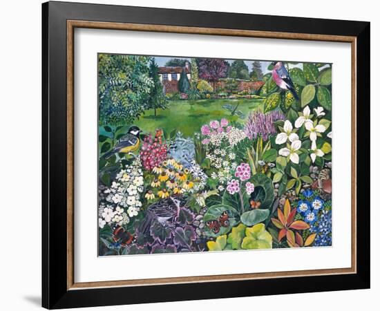 The Garden with Birds and Butterflies-Hilary Jones-Framed Giclee Print