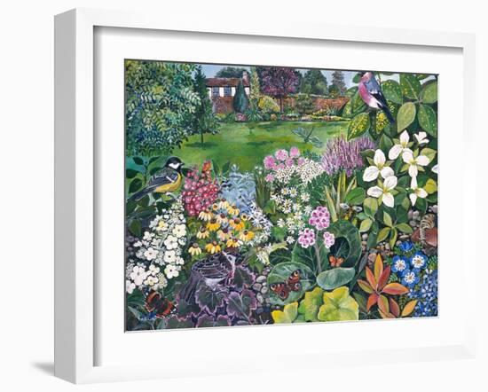 The Garden with Birds and Butterflies-Hilary Jones-Framed Giclee Print