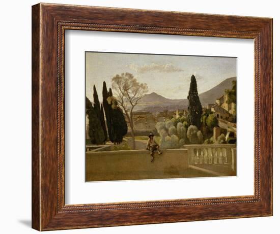 The Gardens of Villa D'Este, 1843-Jean-Baptiste-Camille Corot-Framed Giclee Print